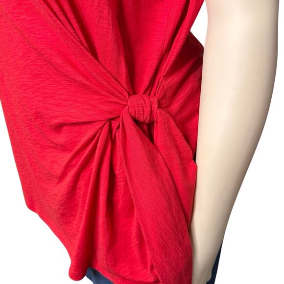 Style & Co. Knotted Side Tie Short Sleeve Shirt Size 4X in Red - Picture 7 of 10
